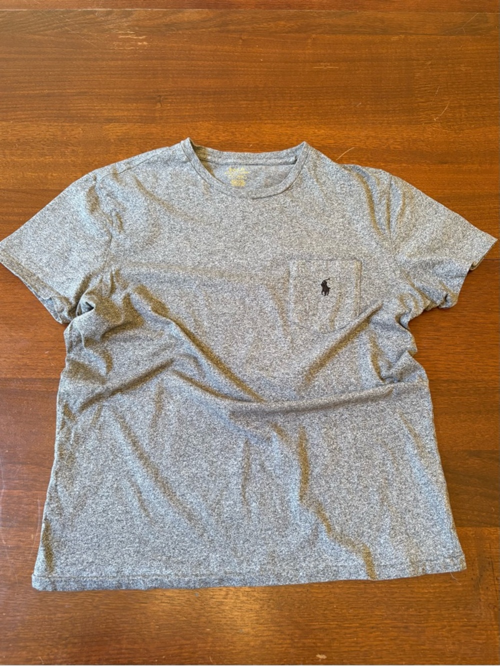 Polo by Ralph Lauren Heather Gray Crew Neck Tee with Pocket Size Medium